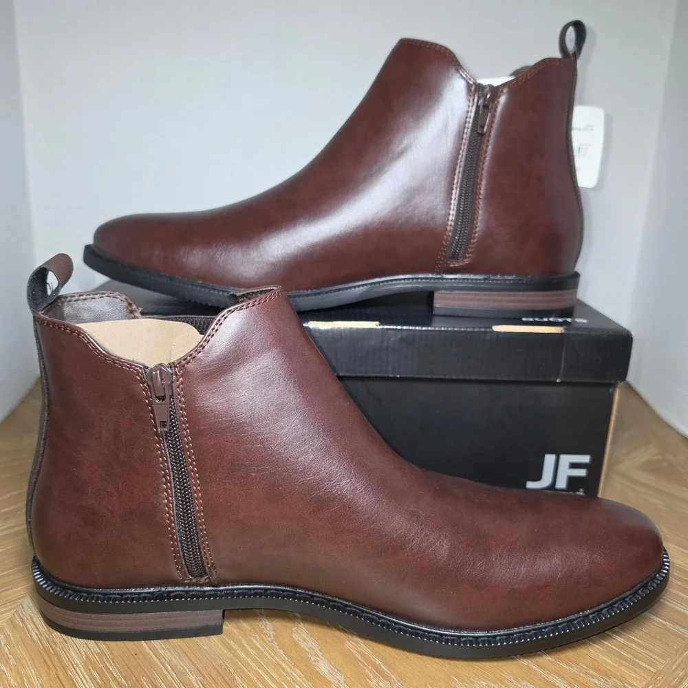 J. Ferrar JF Blake Mens Brown Chelsea Boots Side Zip Memory Foam 13M NWB